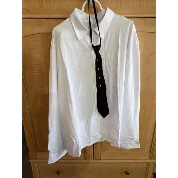 Black & White Striped Suit XXL With Shirt & Tie Two-Piece Set Button-Up Jacket E - Picture 11 of 11